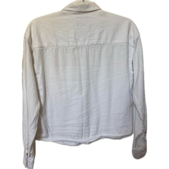 Abercrombie & Fitch White Button-Up Crop Shirt | Classic Cotton Blouse | Small - Picture 2 of 3